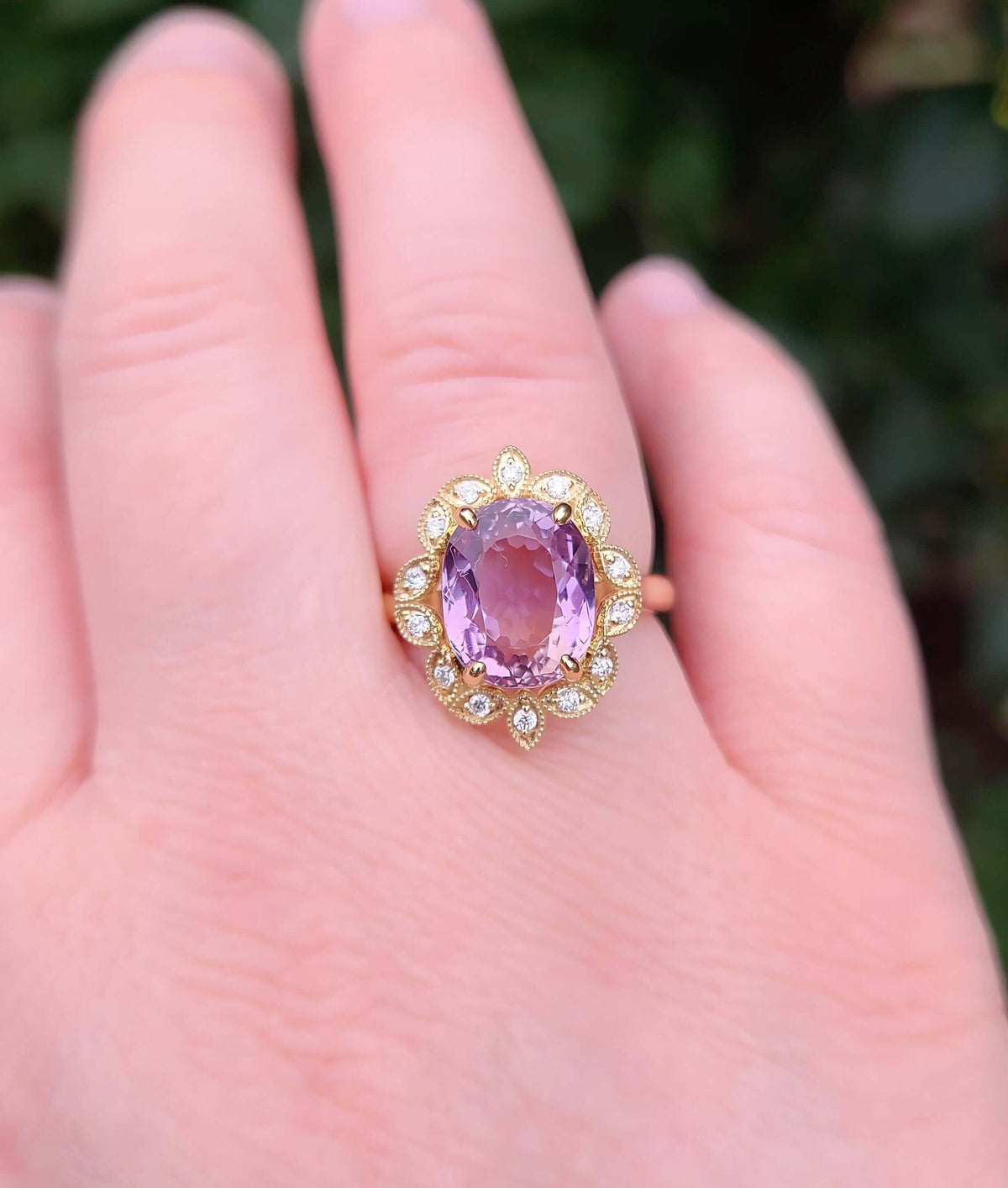 Sincerely Ginger Jewelry 14K Ametrine Diamond Cocktail Ring in Yellow Gold