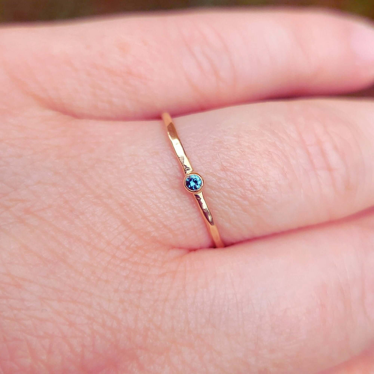 Sincerely Ginger Jewelry 14K Thin Blue Diamond Stacking Ring