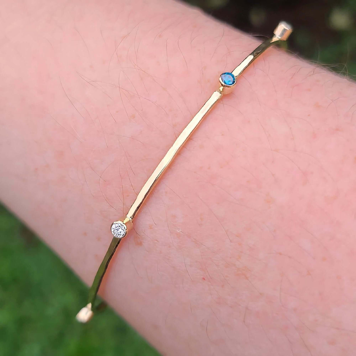 Sincerely Ginger Jewelry 14K Blue & White Diamond Bangle
