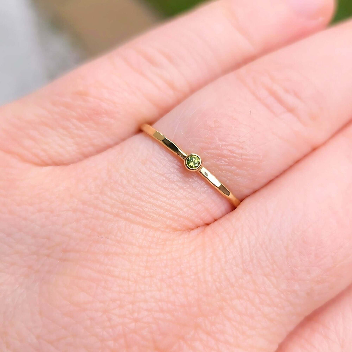 Sincerely Ginger Jewelry 14K Thin Green Diamond Stacking Ring
