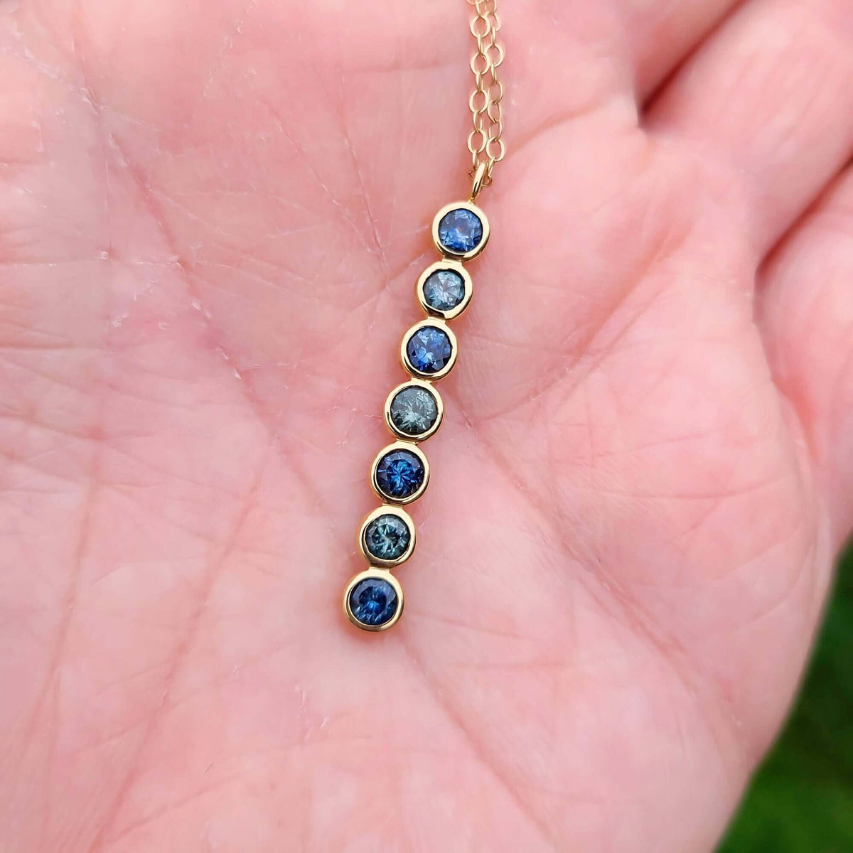 Sincerely Ginger Jewelry 14K Montana Sapphire Necklace in Yellow Gold