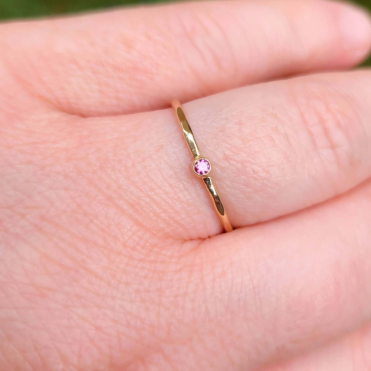 Sincerely Ginger Jewelry 14K Thin Pink Diamond Stacking Ring