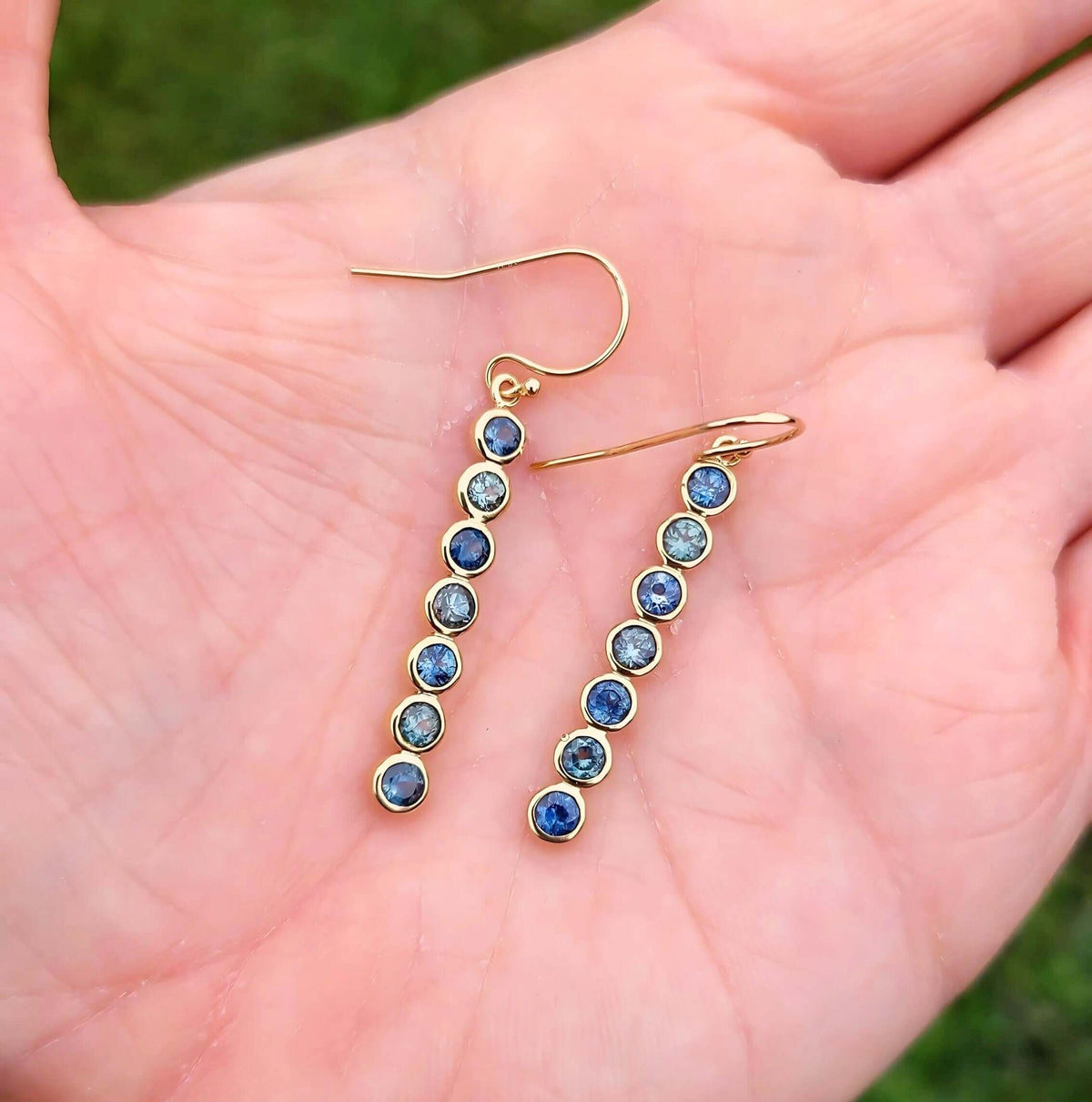 Sincerely Ginger Jewelry 14K Montana Sapphire Earrings in Yellow Gold