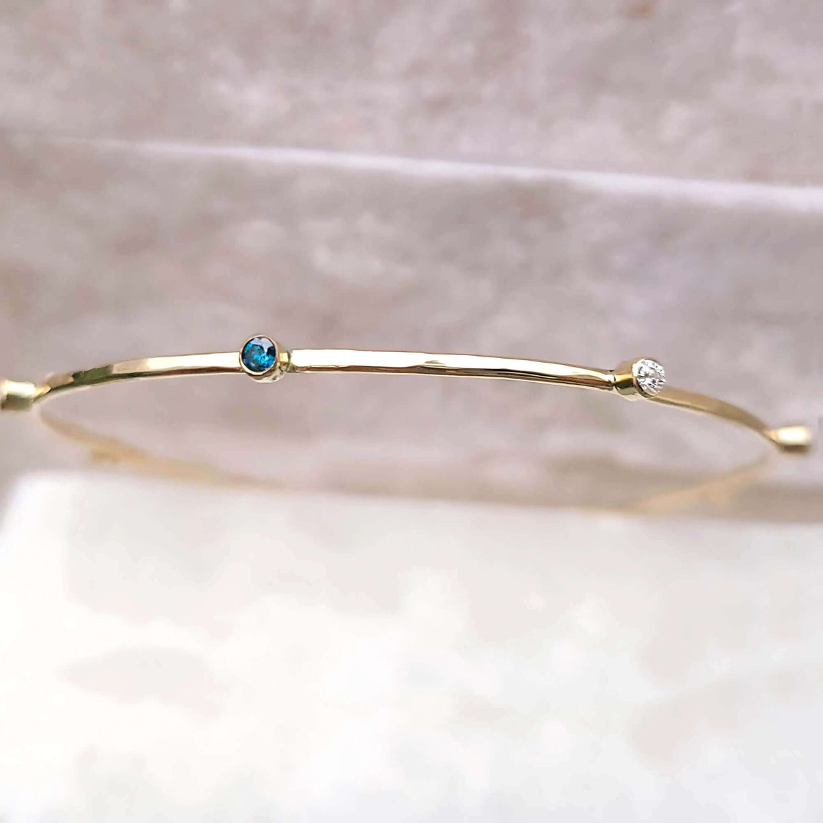 Sincerely Ginger Jewelry 14K Blue & White Diamond Bangle