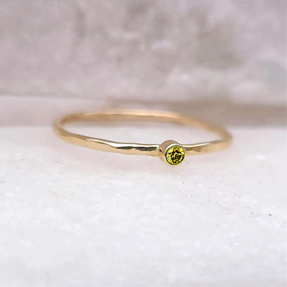 Sincerely Ginger Jewelry 14K Thin Canary Yellow Diamond Stacking Ring