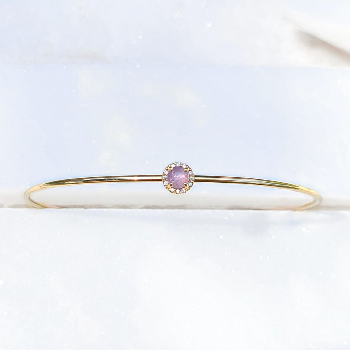 Sincerely Ginger Jewelry 14K Pink Star Sapphire and Diamond Cuff 