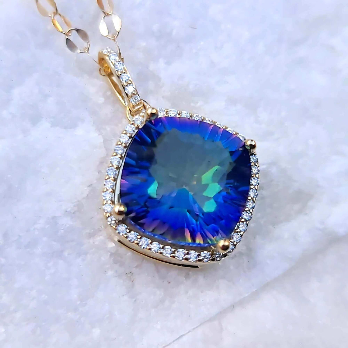 Sincerely Ginger Jewelry 14K Mystic Quartz Diamond Necklace