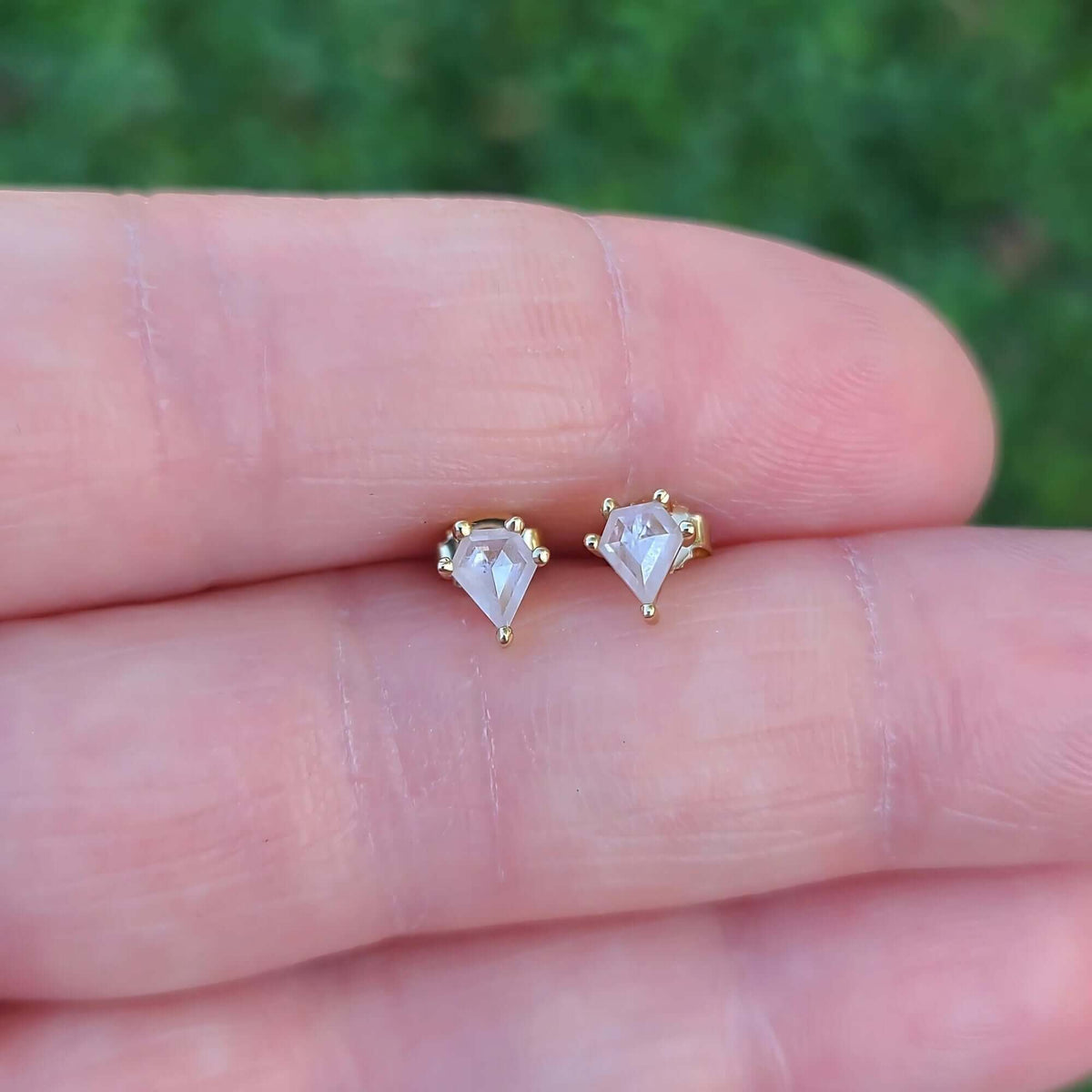 Sincerely Ginger Jewelry 14K Mini Icy Rose Cut Diamond Stud Earrings in Yellow Gold
