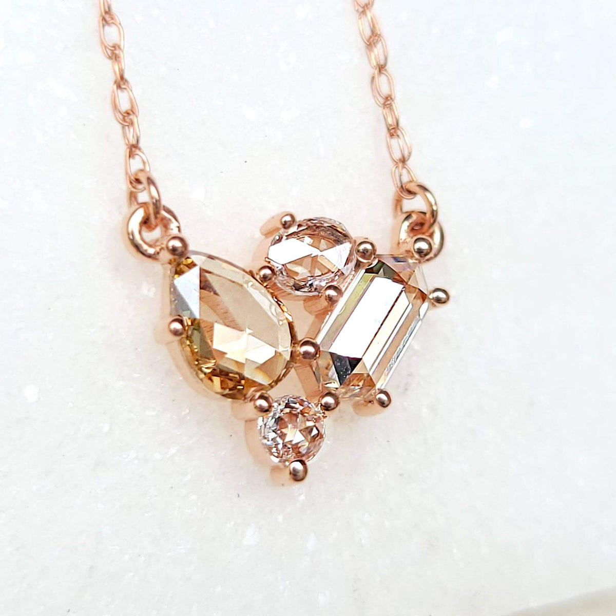 Sincerely Ginger Jewelry Rose Cut Diamond Cluster Necklace