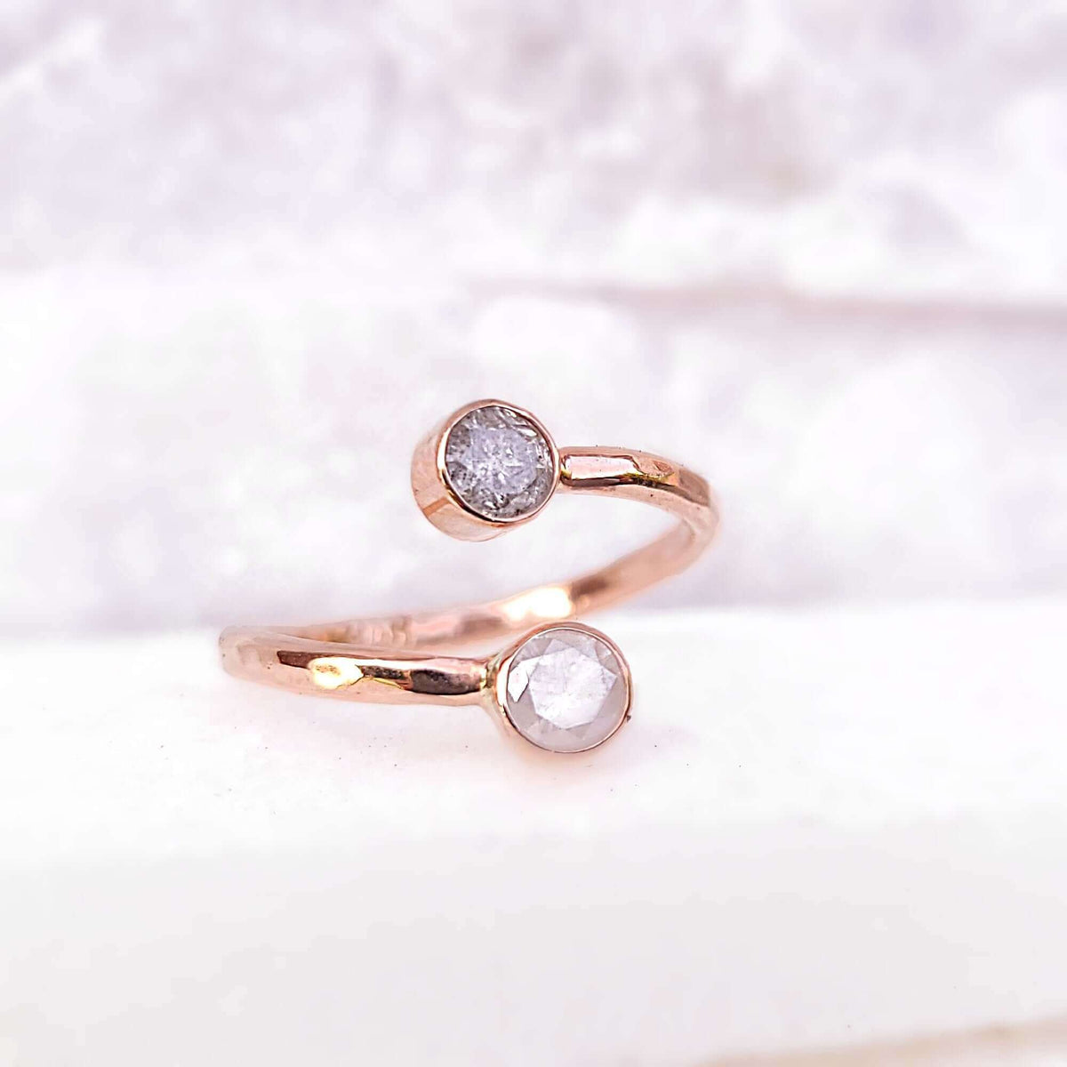 Sincerely Ginger Jewelry 14K Diamond Bypass Ring in Rose Gold Side View