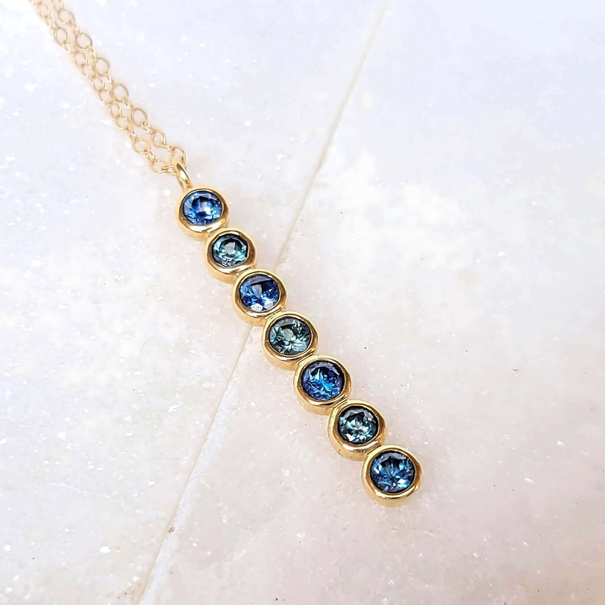 Sincerely Ginger Jewelry 14K Montana Sapphire Necklace in Yellow Gold