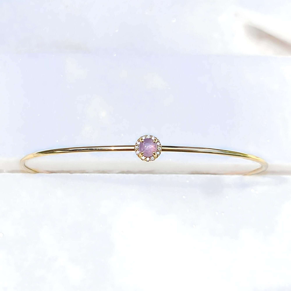 Sincerely Ginger Jewelry 14K Pink Star Sapphire & Diamond Cuff in Yellow Gold