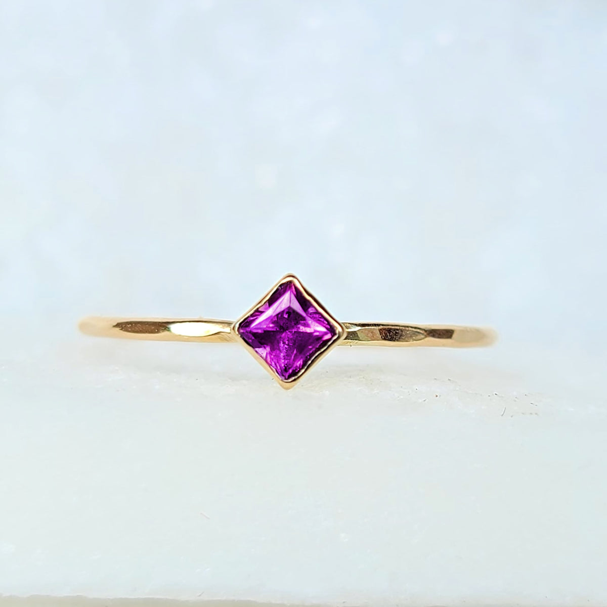 Sincerely Ginger Jewelry 14K Amethyst Stacking Ring in Yellow Gold