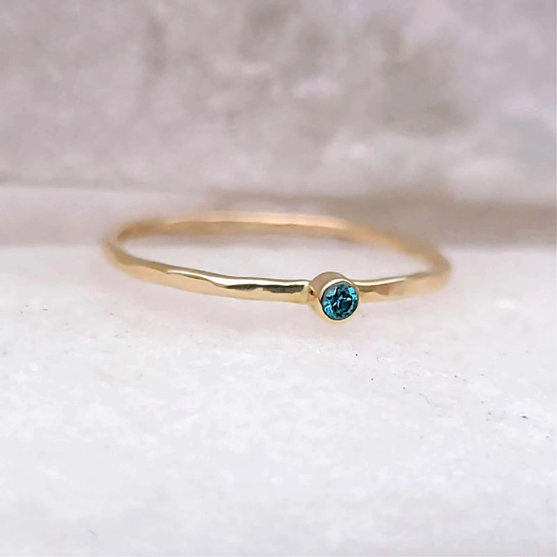 Sincerely Ginger Jewelry 14K Thin Blue Diamond Stacking Ring
