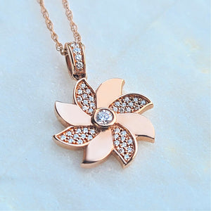 14K Rose Gold Pinwheel Diamond Necklace