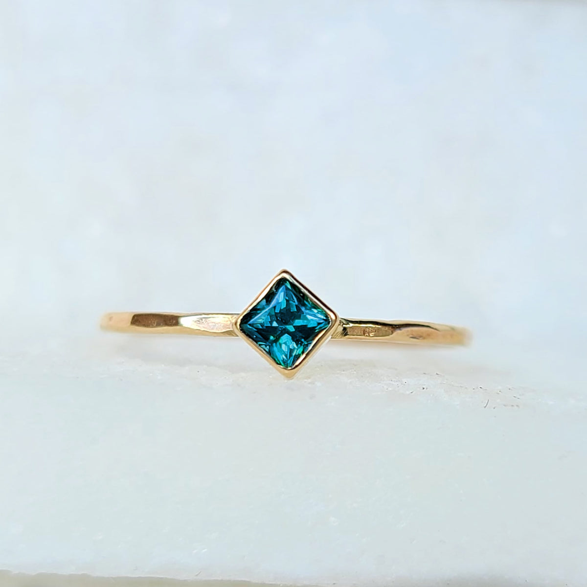 Sincerely Ginger Jewelry 14K London Blue Topaz Stacking Ring in Yellow Gold