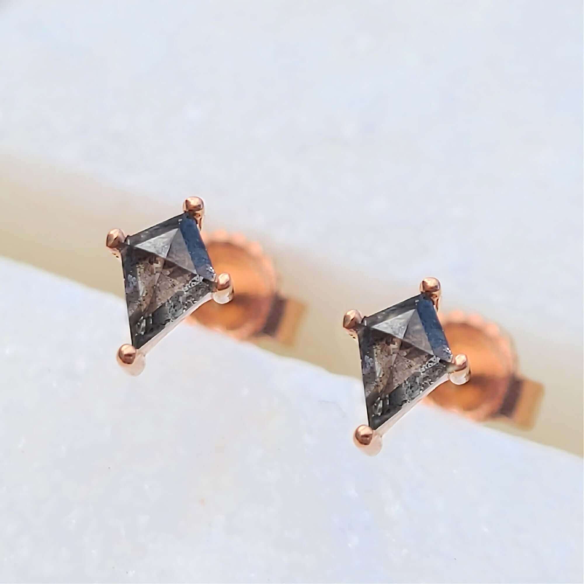 14K Micro Rose Cut Salt and Pepper Diamond Earrings Sincerely Ginger Jewelry