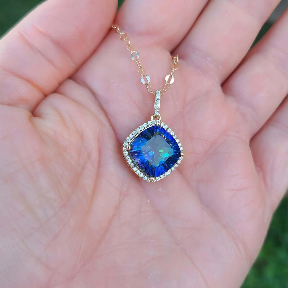 Sincerely Ginger Jewelry 14K Mystic Quartz Diamond Necklace