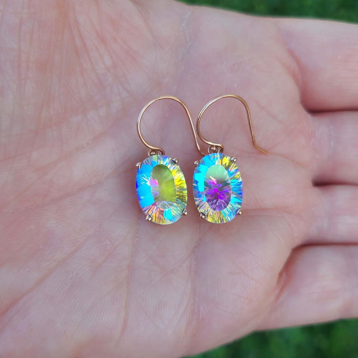 Sincerely Ginger Jewelry 14K Mystic Quartz Earrings in Rose Gold