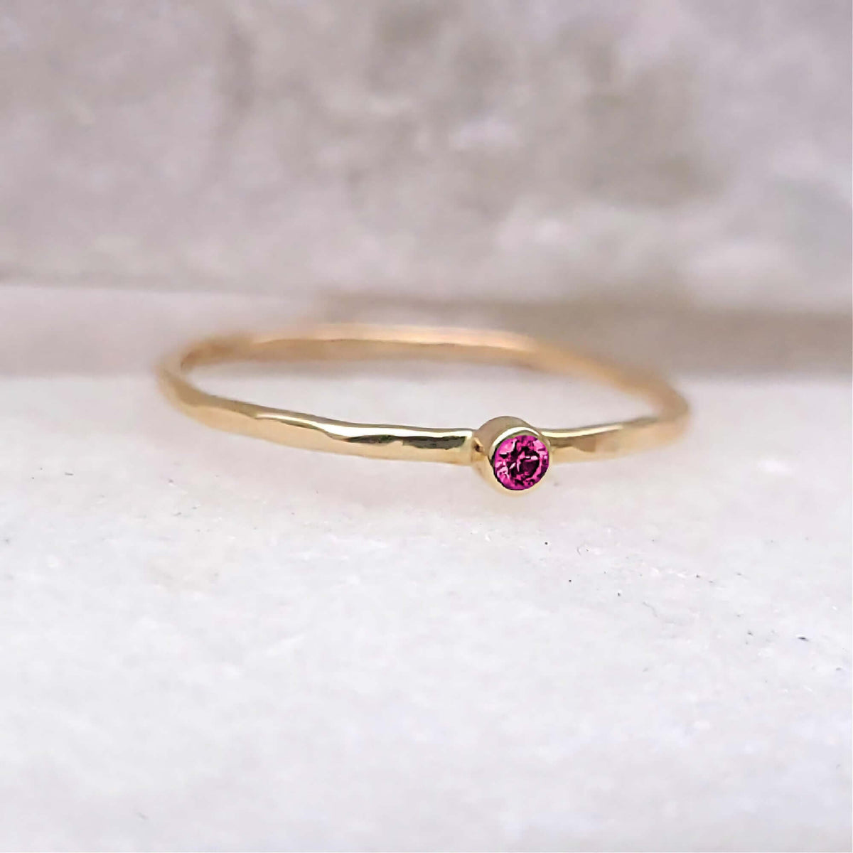 Sincerely Ginger Jewelry 14K Thin Pink Diamond Stacking Ring