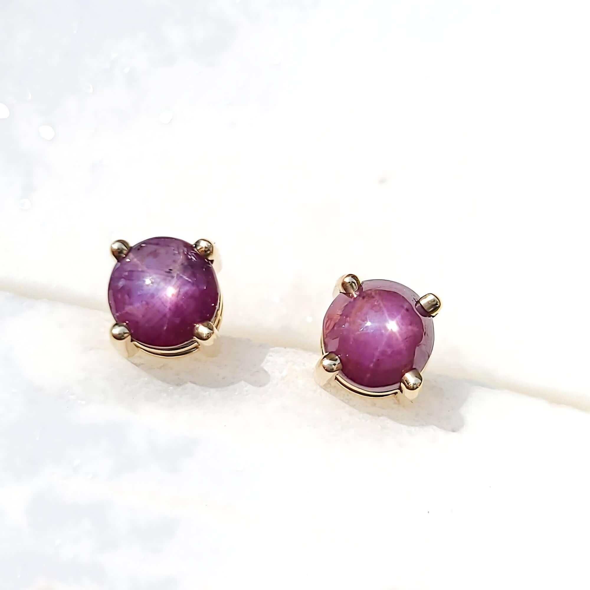 14K Star Ruby Earrings in Yellow Gold Sincerely Ginger Jewelry