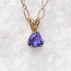 Sincerely Ginger Jewelry 14K Trillion Tanzanite Necklace in Yellow Gold