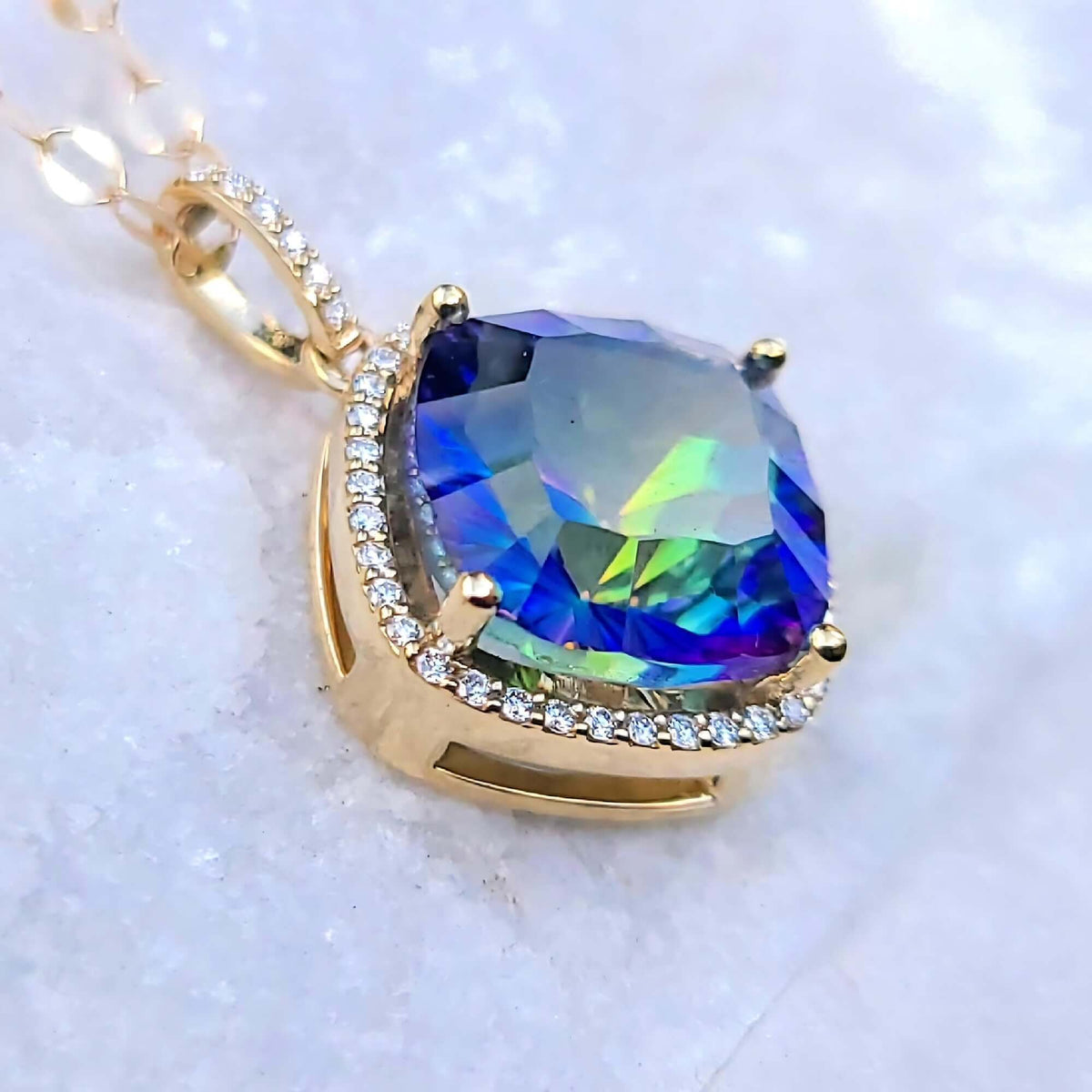 Sincerely Ginger Jewelry 14K Mystic Quartz Diamond Necklace