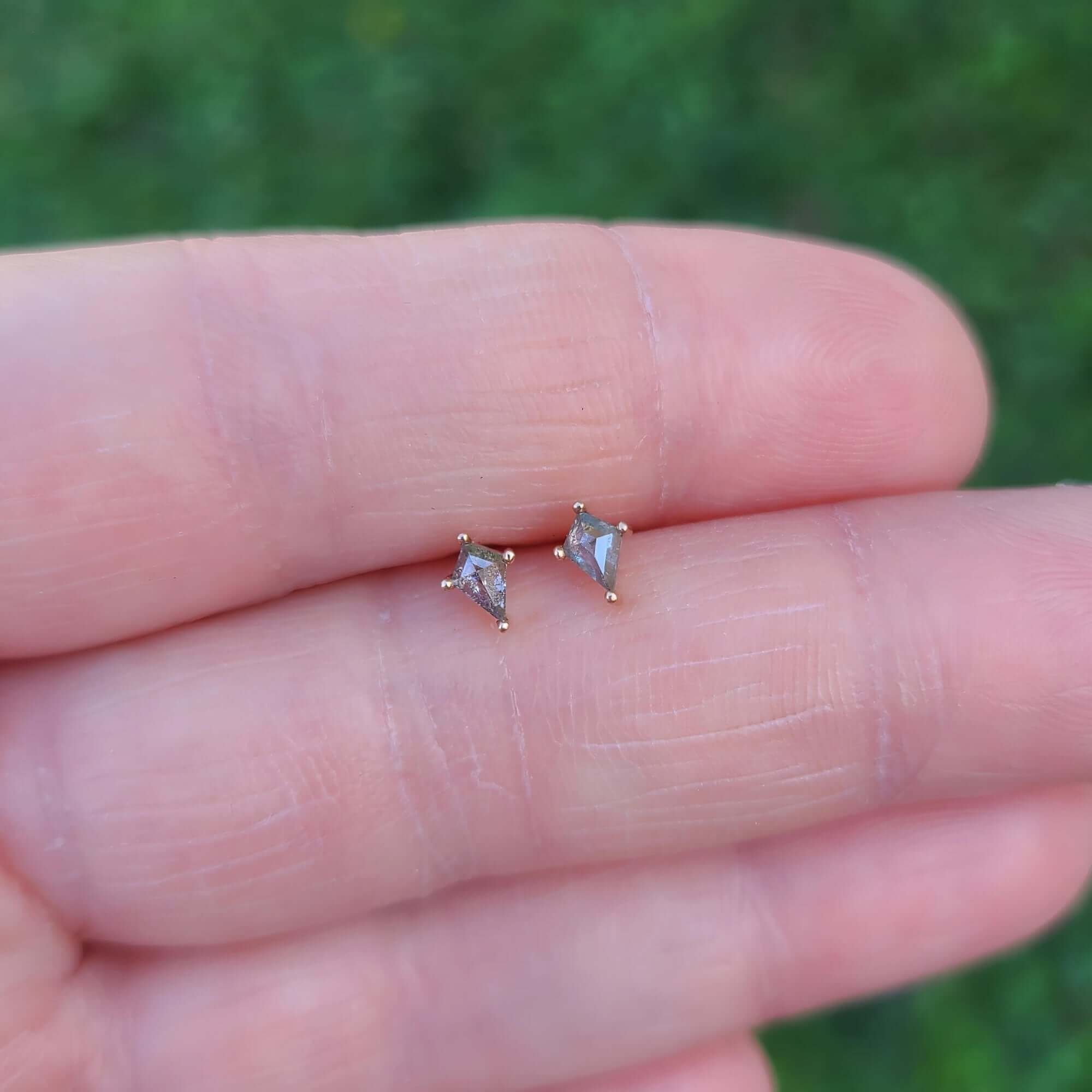 14K Micro Rose Cut Salt and Pepper Diamond Earrings Sincerely Ginger Jewelry