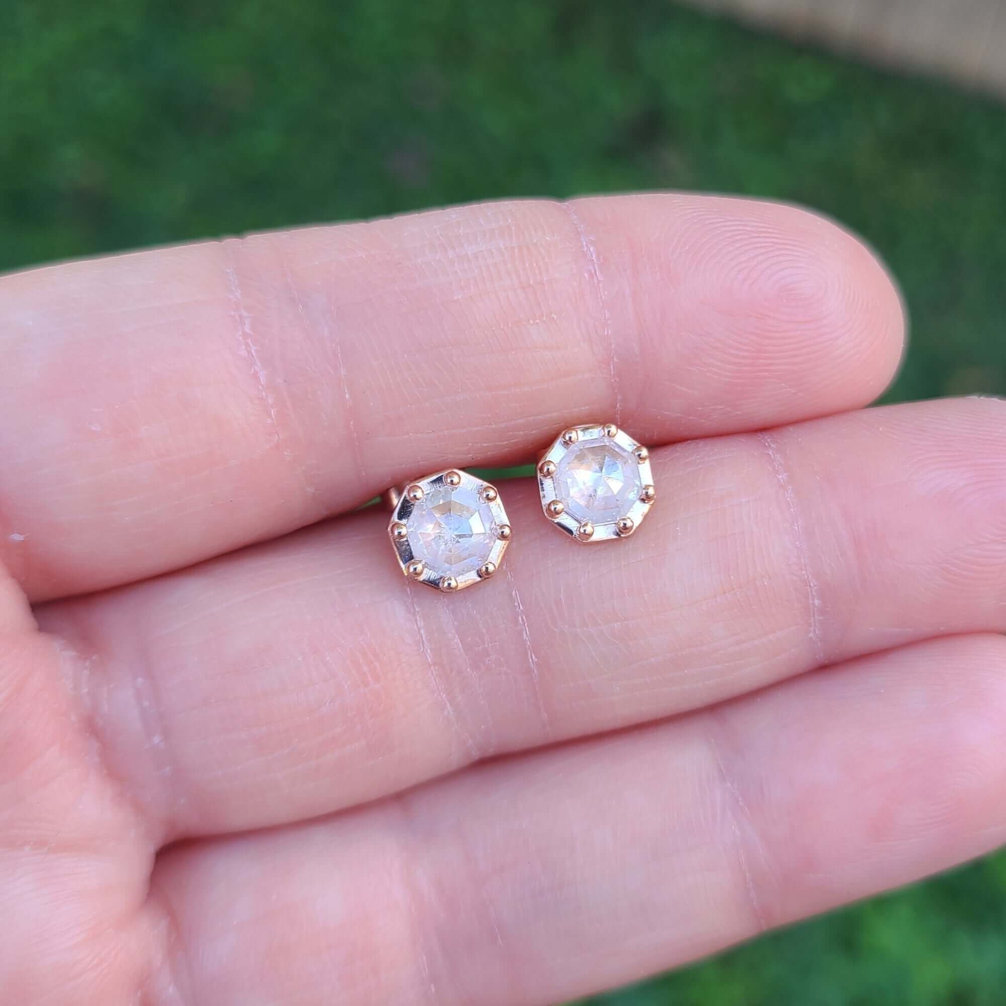 14K Icy Octagon Rose Cut Diamond Earrings Sincerely Ginger Jewelry