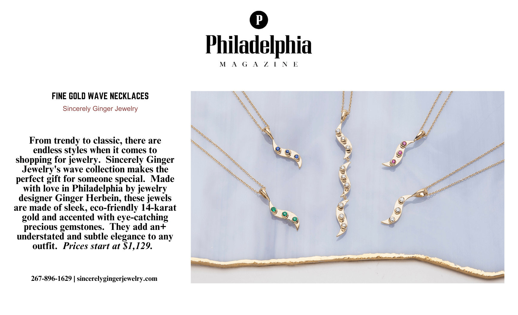 Sincerely Ginger Jewelry Philadelphia Magazine Press Spotlight