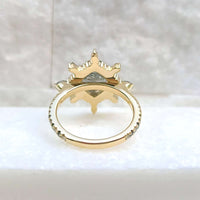 14K Rose Cut Salt and Pepper Diamond Cocktail Ring