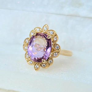 Sincerely Ginger Jewelry 14K Ametrine Diamond Cocktail Ring in Yellow Gold