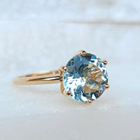 Sincerely Ginger Jewelry 14K Aquamarine Engagement Ring in Yellow Gold