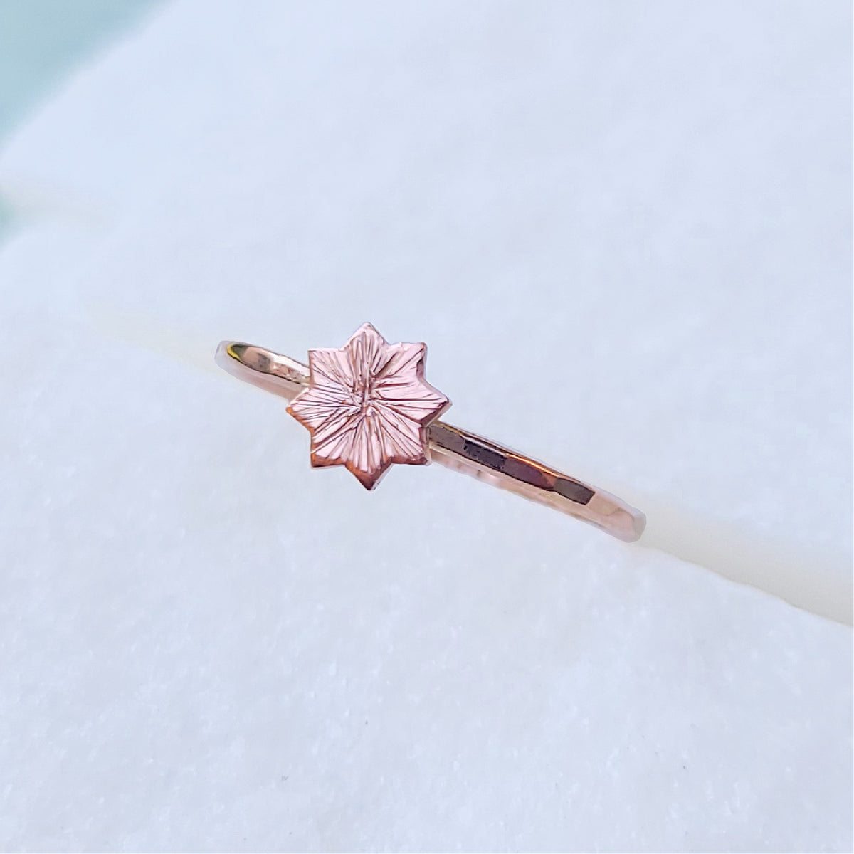 Sincerely Ginger Jewelry 14K Burst Minimalistic Ring in Rose Gold