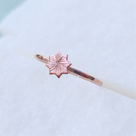 14K Minimalistic Clover Ring in Rose Gold
