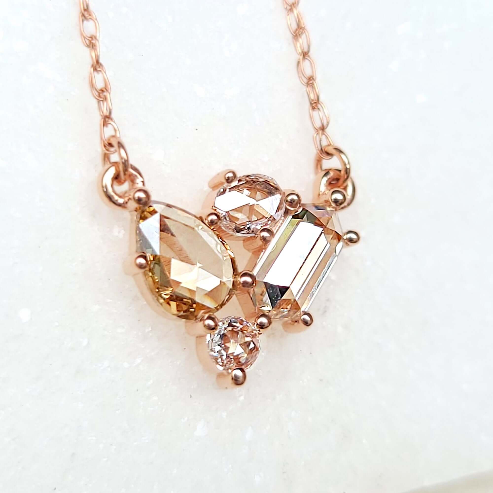 Rose shaped hot sale diamond necklace
