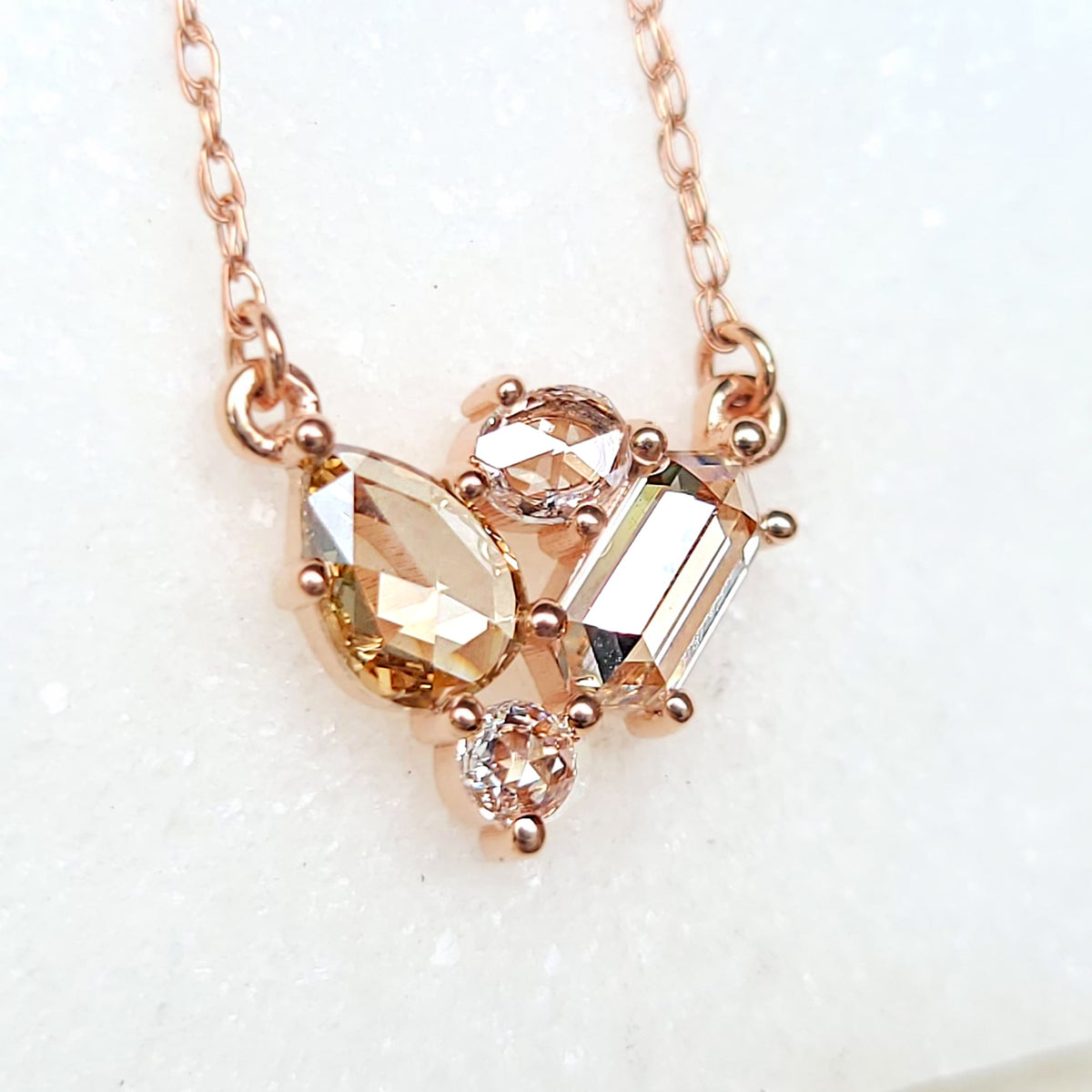 Sincerely Ginger Jewelry 14K Cluster Rose Cut Diamond Necklace