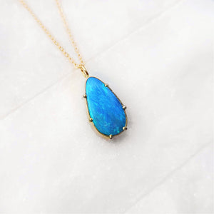 Sincerely Ginger Jewelry 14K Dainty Opal Necklace in Yellow Gold