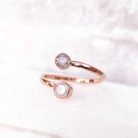 Sincerely Ginger Jewelry 14K Diamond Bypass Ring in Rose Gold Front View