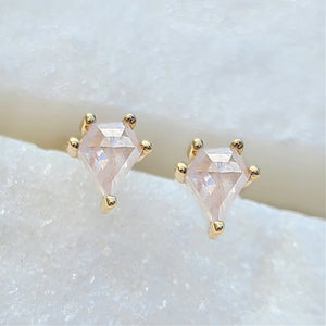 Sincerely Ginger Jewelry 14K Mini Icy Rose Cut Diamond Stud Earrings in Yellow Gold