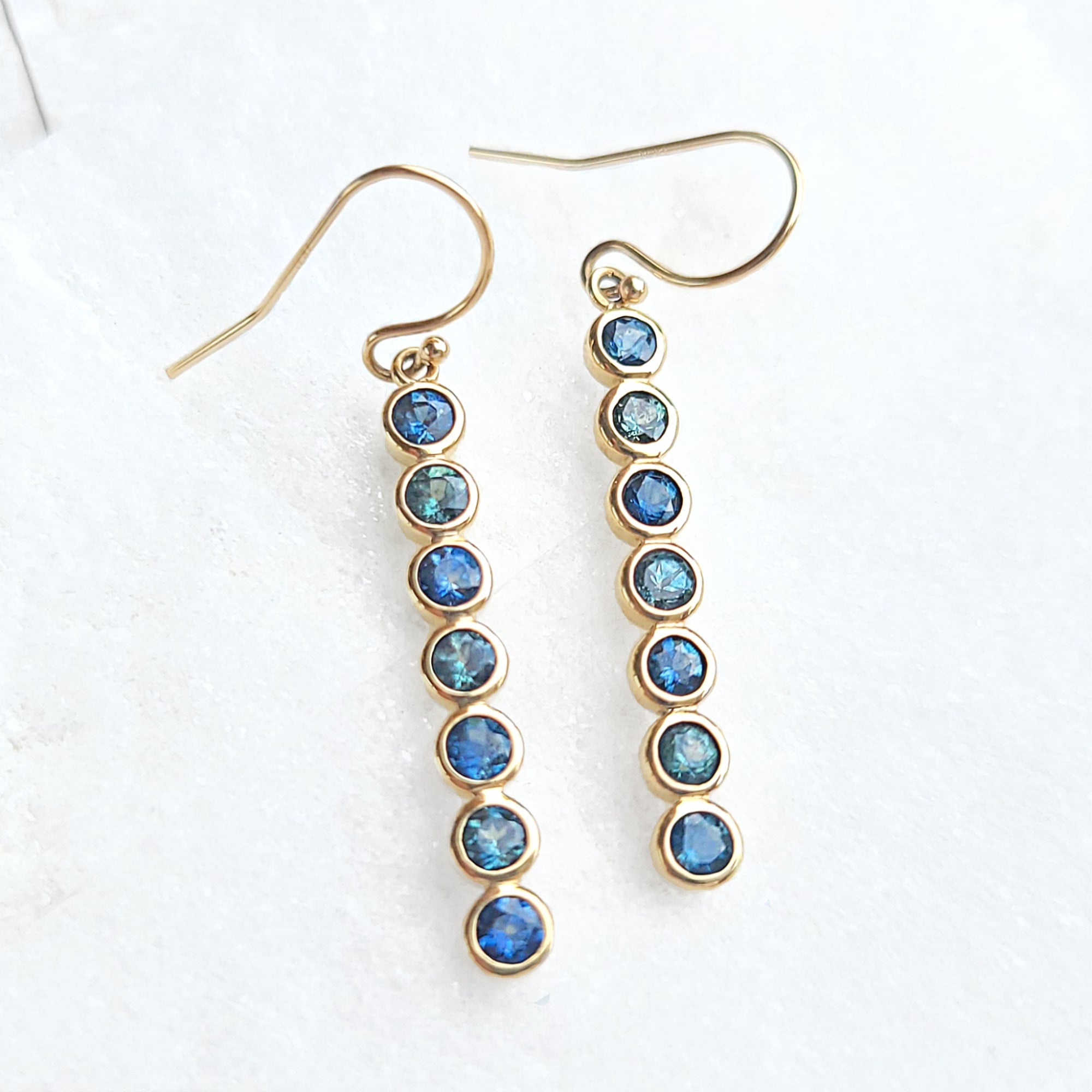 Blue Montana Sapphire Earrings - Round 0.39 Ct. - 14K White Gold