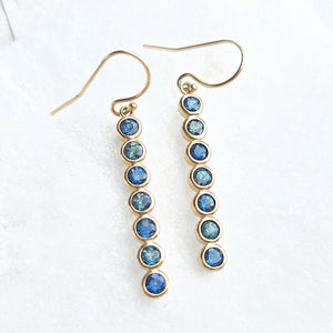 Sincerely Ginger Jewelry 14K Montana Sapphire Earrings in Yellow Gold