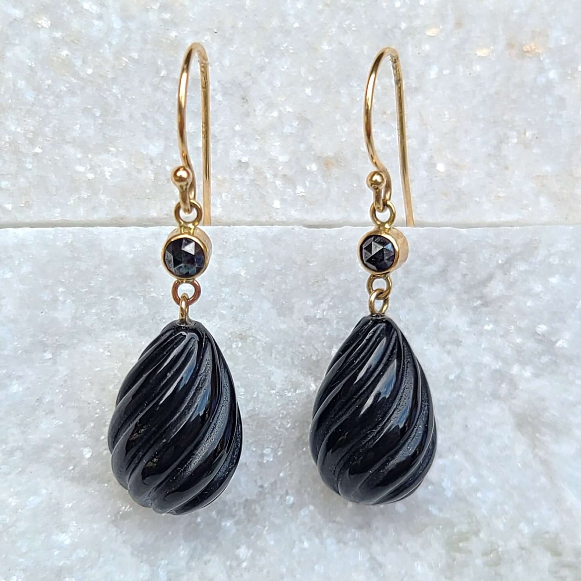 14k black onyx outlet earrings