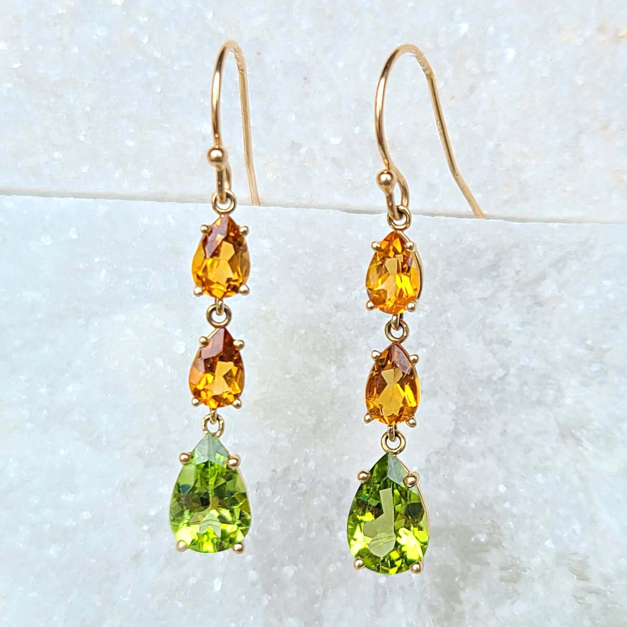14K Peridot and Citrine Earrings Sincerely Ginger Jewelry