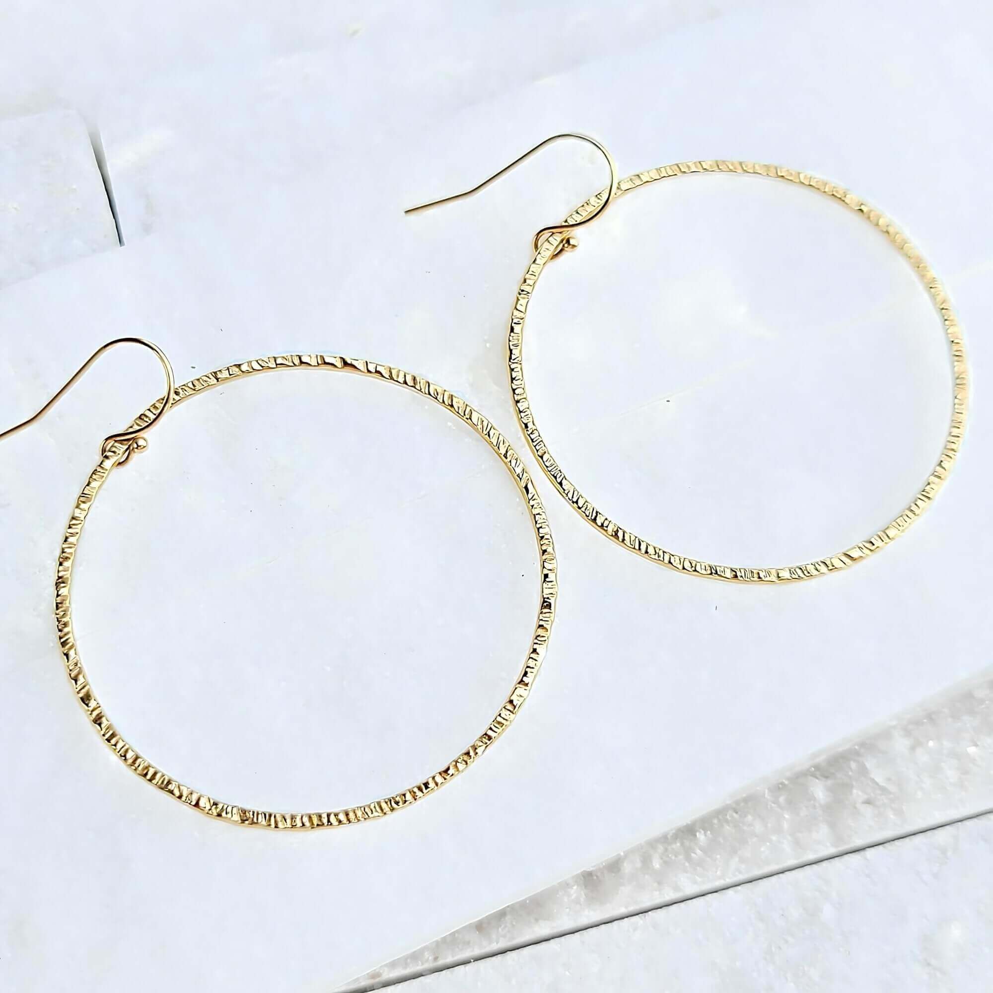 14k gold deals textured hoop earrings