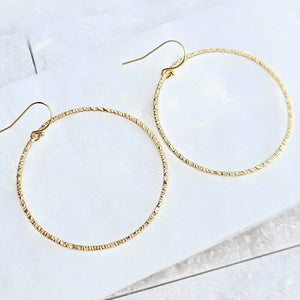 Sincerely Ginger Jewelry 14K Textured Hoop Earrings in Yellow Gold