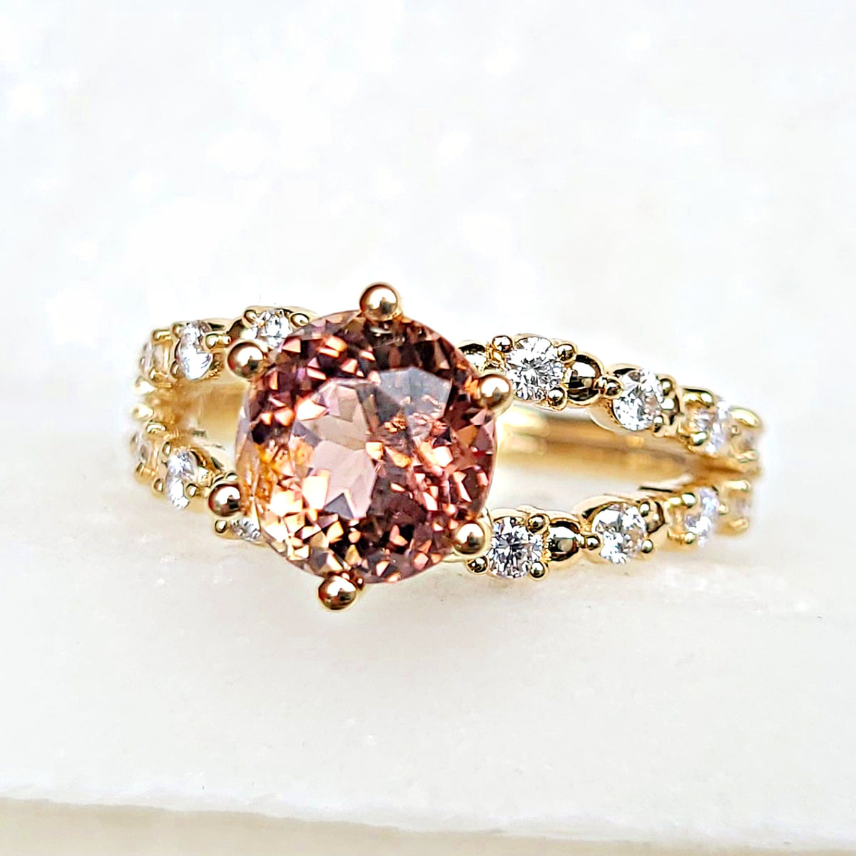 Sincerely Ginger Jewelry 14K Tourmaline Diamond Alternative Engagement Ring